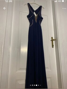 Navy jewel embellished gown